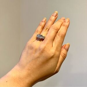 NEW Diamonique Sterling Silver Princess Cut Wedding Ring